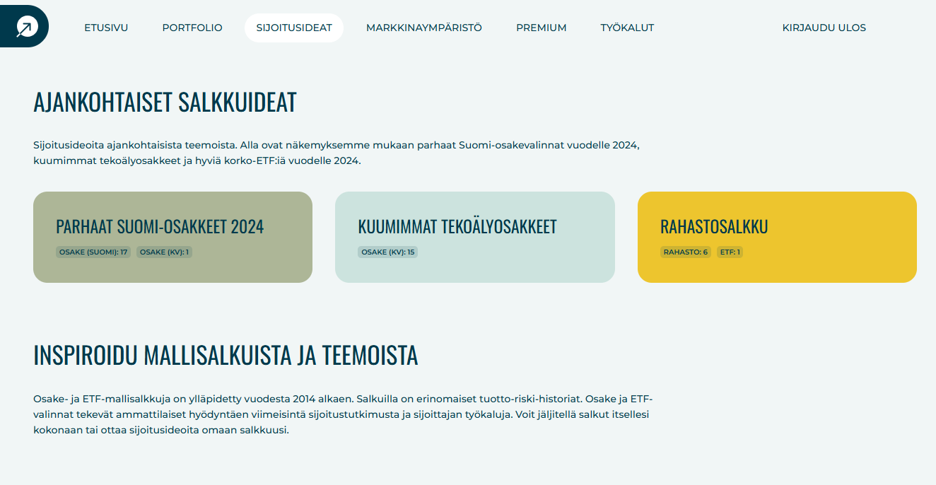 USA-osakkeet: Sijoitusteemoja voit hakea Sijoittaha360 -palvelun "Sijoitusideat" -välilehdeltä